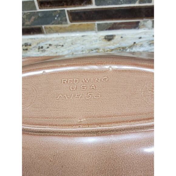 Vintage Red Wing Pottery Banana Leaf Dish M1453, Large Mid Century Modern - Picture 6 of 6